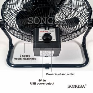 Ventilatore da Pavimento Elettrico Portatile <span class=keywords><strong>in</strong></span> <span class=keywords><strong>Metallo</strong></span> da 12 Pollici, Industriale, per Uso Esterno e Domestico, Potente, a Risparmio Energetico, Ricaricabile con Energia Solare - Product Image 2
