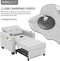 Canapé-lit confortable gris clair, fauteuil-lit, fauteuil-lit pliable pour salon, bureau