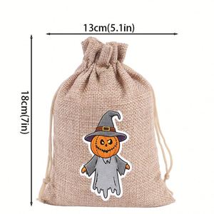 Bolsa de Arpillera para Halloween 2026, 13x18cm, OEM ODM, con Patrón Impreso, Bolsa de Lino Reutilizable para Regalos, Dulces y Manualidades - Product Image 2