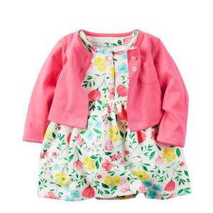 Yaz bebek moda <span class=keywords><strong>2</strong></span> paket uzun kollu baskı romper toptan bebek kız elbise - Product Image 3