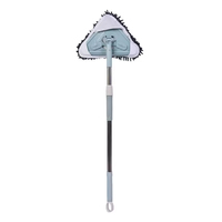 Serpillère de nettoyage mural en microfibre avec manche télescopique en acier, raclette triangulaire pour fenêtre et essuie-glace avec 2 tampons