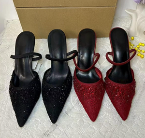 Nouvelles sandales d'été 1717 en maille respirante avec strass, talon fin pointu et bride, pour femme, talon ouvert tendance 6-8cm ZA - Product Image 1