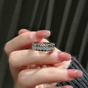 Bague en argent sterling S925, style médiéval vintage, micro-zircon, simple, basique, incrustée, tressée, avec bijoux légers, ensemble de torsades de pâte frite - Product Image 1