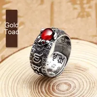 Bague en argent thaïlandais Pixiu, crapaud doré, Vajra, Sutra du Cœur, style rétro élégant et tendance, motif grenade et mantra à six caractères, pour hommes et femmes