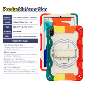 Étui antichoc en silicone pour tablette <span class=keywords><strong>Huawei</strong></span> MatePad <span class=keywords><strong>10</strong></span>,4 pouces/Honor V6 V7 avec béquille rotative et dragonne robuste - Product Image 3