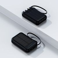Batterie Externe Solaire Portable 5000 mAh avec 4 Câbles Intégrés, Chargeur Mobile Compact Haute Capacité pour l'Extérieur et Vente en Gros (Idéal Cadeau)