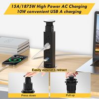 Mutfak Tezgahı için Açılır Kapanır Elektrik Priz Masası Gömme Priz Çoğaltıcısı, 3 AC Priz, 2 USB Girişi, 2.5 inç Delikli Kaldırılabilir Priz