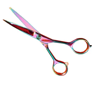 Rainbow titanium color hair scissors 4cr steel stylist shears