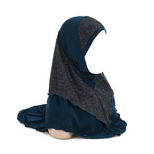 Voile d'été en coton pour femmes malaises, avec patchwork en chanvre et soie dorée, imprimé numérique, voile intérieur en maille, châ<span class=keywords><strong>les</strong></span> ethniques - Product Image 6
