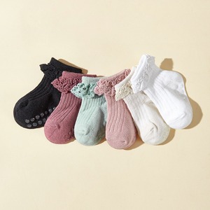 코튼 로리타 공주 양말 여자 미드 부트 아기 양말 레이스 니트 승무원 봄 시즌 하이 캐주얼 양말 - Product Image 3