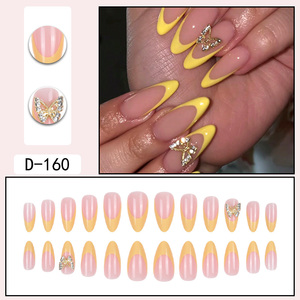24pcs High Quality ABS Press-On <strong>Nails</strong> <strong>Cute</strong> <strong>Simple</strong> French Almond Design Factory Wholesale for Finger Application - Product Image 4