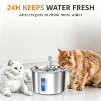 Fontaine à eau pour chat en acier inoxydable de 3,2 L, distributeur d'eau automatique pour chats et chiens, bol distributeur pour animaux de compagnie