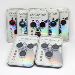 CD hạt kim loại Vòng Máy ảnh ống kính bảo vệ kính cho iPhone 15 14 12 13 11 Pro Max Máy ảnh ống kính cho Iphone bảo vệ phim với hộp