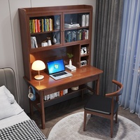 Bureau en bois massif gris avec porte, bureau informatique simple, étagère intégrée, table de chevet pour chambre à coucher, table d'étude, bureau FJX8012