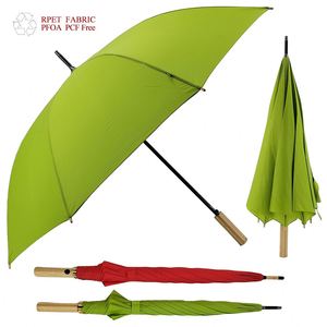 Parapluie de golf classique en pongé RPET recyclé, sans PFOA, écologique, ouverture automatique, couleur verte, résistant au vent, pour extérieur - Product Image 1