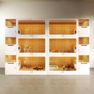 Di lusso Vintage in legno massello di pino gabbia per gatti in vetro temperato pannelli ventilati multistrato per negozi di <span class=keywords><strong>animali</strong></span> uso domestico per l'estate - Product Image 3