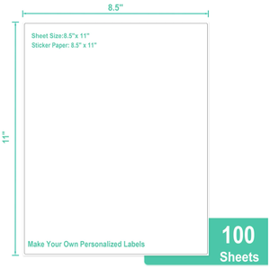 Matte Bright 8.5x11 Inch Full Sheet <b>Labels</b> Easy Peel Compatible with Laser Inkjet <b>Printers</b> - Product Image 1