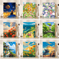 Kits de Peinture Panwenbo en Gros : Toiles à Colorier Paysages, Kits de Peinture Décorative DIY, Peinture par Numéros pour Adultes Débutants