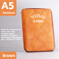 Planificateur A5 à fermeture éclair en cuir PU personnalisé classeur carnet de notes Journal à feuilles mobiles couverture souple pour affaires bureau école