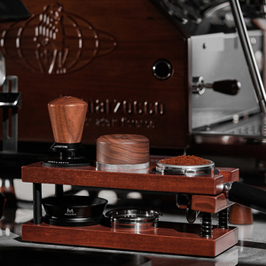 모든 크기의 탬퍼 및 포타 필터를위한 단단한 나무 이중벽 스프링 장착 커피 도구 주최자 탬핑 스테이션 - Product Image 3