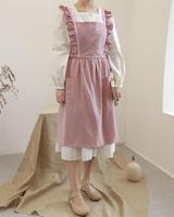 Mode Jepang Abad Pertengahan Katun Linen Memasak Celemek Dapur untuk Wanita Bunga Toko Baju Penata Rambut Bib Taman Keseluruhan Gaun