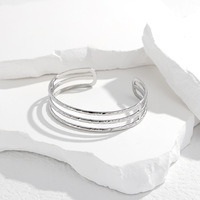 Bracelet minimaliste en acier inoxydable plaqué or 18 carats avec trois lignes creuses, ouverture, bijoux, cadeau