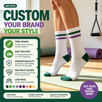 Chaussettes pour femmes de qualité supérieure, design en coton, broderie de logo, imprimé rayé, chaussettes de yoga antidérapantes, chaussettes de pilates personnalisées