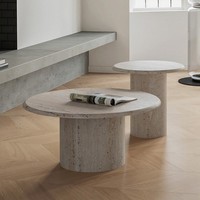Ensemble de 2 pièces de mobilier de maison, table à manger en travertin de haute qualité, style moderne, table basse pour salon