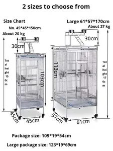 Gabbia di Lusso in Acciaio Inox 304 per Pappagalli e Storni, Grande/Extra Grande per Allevamento con Gabbia Media - Product Image 6