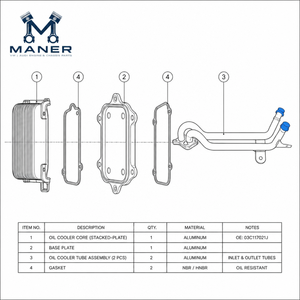 ชุดระบายความร้อนน้ำมันเครื่อง MANER รุ่น OE 03C117021J 03C117021E สำหรับเครื่องยนต์ EA111 1.4T A1 Polo Passat Beetle Golf Jetta Tiguan Scirocco EOS อะไหล่ทดแทน - Product Image 5