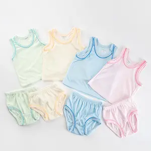 Productos para bebés Conjunto de dos piezas liso para recién nacidos Traje de bebé sin mangas Chaleco y panty conjunto de bebe