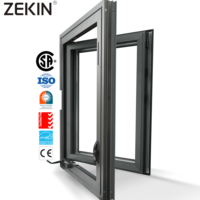 ZEKIN, ventanas abatibles de vidrio de aluminio personalizadas, doble acristalamiento, aislamiento insonorizado, ahorro de energía, rotura térmica para uso doméstico