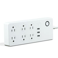 Multiprise intelligente Wi-Fi Langyeao US 15A avec protection contre les surtensions pour maison connectée, 6 prises CA, 3 ports USB, rallonge 5m (CN/EU/US)