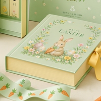 Calendrier de l'Avent personnalisé en forme de livre de Pâques, boîte en papier, emballage cadeau personnalisé, compte à rebours de 12 jours