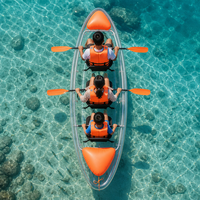 Kayak transparent en PC pour 3 personnes, fond transparent, canoë pour la photographie en mer et en lac