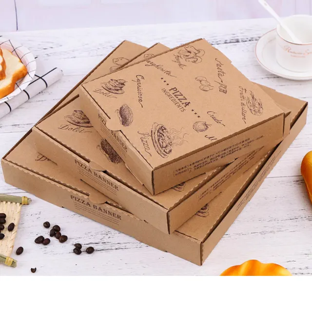 2020 neue pizza box einweg 7''8''9''12'' zoll braun papier wegnehmen paket box