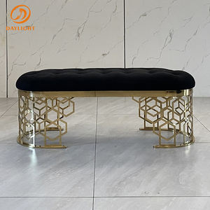 Taburete moderno <span class=keywords><strong>de</strong></span> lujo para <span class=keywords><strong>cama</strong></span> <span class=keywords><strong>de</strong></span> 2 plazas, taburete largo <span class=keywords><strong>de</strong></span> terciopelo ovalado negro para exteriores y cocina - Product Image 5