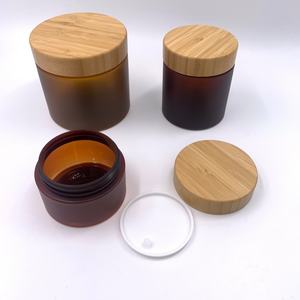 Tarro de Crema Facial para Mascotas de 50g, 150g, 250g, 500g, Color Ámbar Esmerilado, con Tapa de Madera de Bambú, en Oferta - Product Image 4