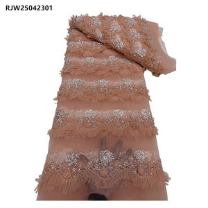 Tessuto in Pizzo Francese di Lusso con Fiori 3D Africani, Paillettes e Perline, Ricamo per Abiti <span class=keywords><strong>da</strong></span> <span class=keywords><strong>Sposa</strong></span> - Product Image 6