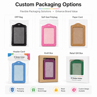 Porte-cartes d'identité en cuir PU avec logo personnalisé, blocage RFID, emplacement pour cordon, 14 couleurs, cadeau promotionnel