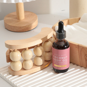 Juego de rodillos de masaje de madera y aceite de coco Kit de masaje linfático de relajación con aceite de coco Masajeador de madera de tejido profundo - Product Image 6