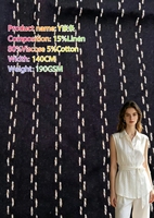 Tissu Jacquard Adhésif Lin-Coton 190GSM, Polyester Tissé Écologique pour Marques de Mode Durables, Recyclé, Vente en Gros, MOQ 2M