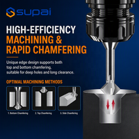 Fraise à chanfreiner double face en carbure monobloc SUPAL 60 ° /90 ° /120 °   Outil de débavurage haute précision pour l'usinage CNC de l'acier, de l'aluminium et du SUS