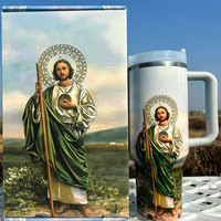 Coffret cadeau personnalisé, gobelet isotherme sous vide, impression de San Judas Tadeo, Vierge Marie, Jésus, gobelets thermiques en acier inoxydable, cadeau pour chrétien