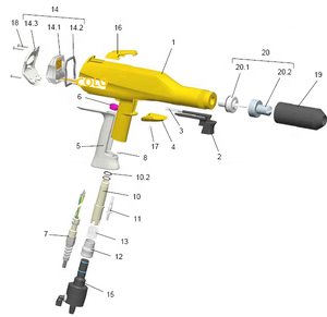 Kit de pistolet de peinture en poudre manuel <span class=keywords><strong>1001</strong></span> 155-NON Pièce OEM compatible avec certains produits G - Product Image 1