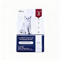 Sacs en plastique Doypack à fond plat avec fermeture éclair sur huit côtés, imprimés avec un logo personnalisé, pour aliments pour chats, 1,5 kg