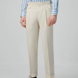 <span class=keywords><strong>Pantaloni</strong></span> da Completo Uomo Stile Popolare 2026, Bianco Nuvola Senza Passanti <span class=keywords><strong>con</strong></span> Regolatore Laterale, Taglia Personalizzabile, <span class=keywords><strong>Pantaloni</strong></span> Casual Formali da Uomo - Product Image 1