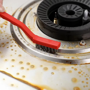 Lot de 5 brosses de nettoyage écologiques en nylon pour cuisine avec grattoir pour cuisinière à gaz et brosse métallique pour l'extraction de la graisse et de la saleté des hottes et plaques de cuisson - Product Image 4