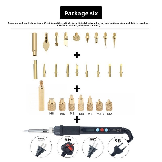 3D Printer Accessories Hot Melt Nut Press Head Inlaid Brass Implant Tool Kit Adaptable DIY Various Soldering Irons Made Mainland