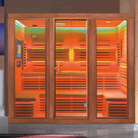 Sauna Infrarouge Électrique d'Intérieur Moderne à Vapeur Sèche en Bois Massif avec Panneau de Commande Informatique pour 2 Personnes